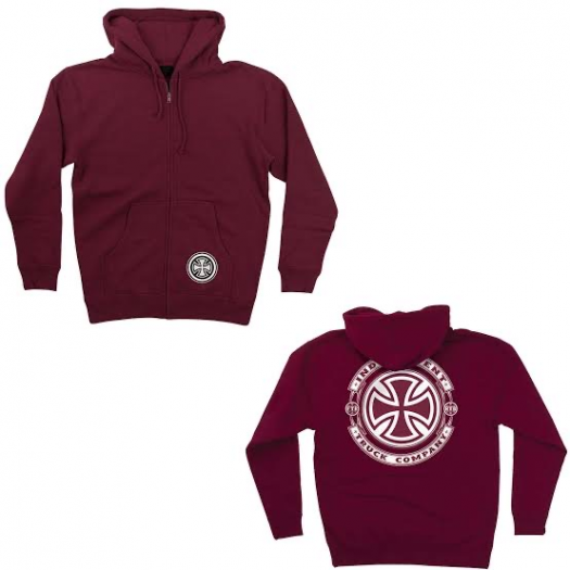 INDEPENDENT STEADY ZIP HOODED MAROON